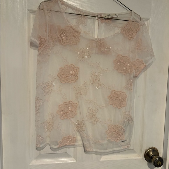 Abercrombie & Fitch Tops - Elegant Lace and sequin Floral Top by Abercrombie and Fitch